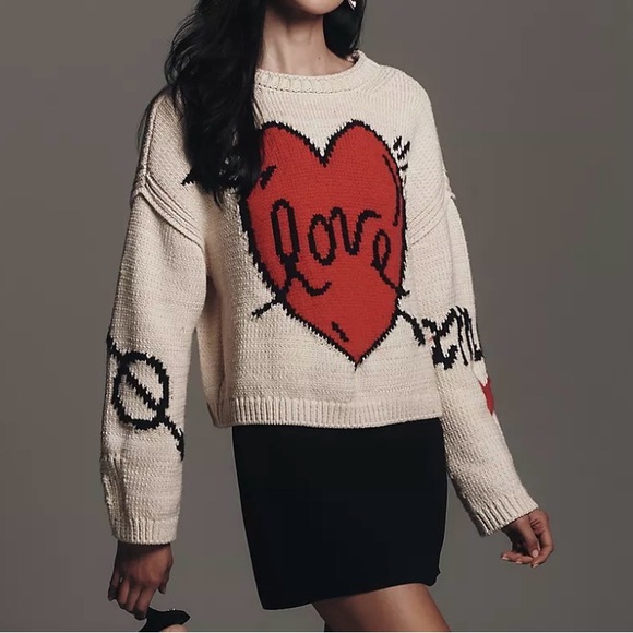 Anthropologie Lovestruck Long-Sleeve Crew-Neck Sweater - Picture 2 of 6